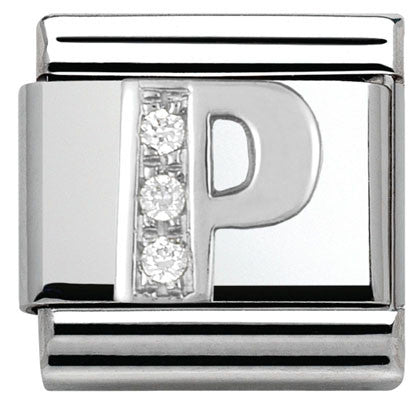 Nomination Classic Link with CZ Letter 'P'