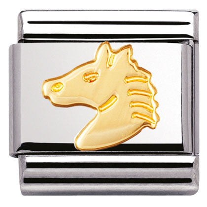 Nomination Classic Link with Horse's Head in Yellow Gold Tone