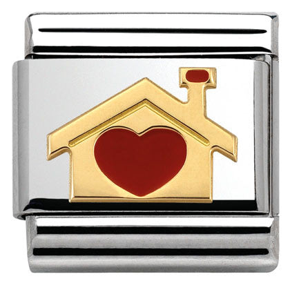 Nomination Classic Link with Enamel Home & Heart in Yellow Gold Tone