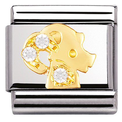 Nomination Classic Link with CZ Capricorn Symbol in Yellow Gold Tone