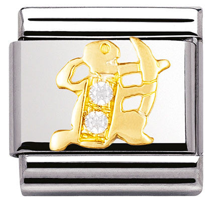 Nomination Classic Link with CZ Sagittarius Symbol in Yellow Gold Tone