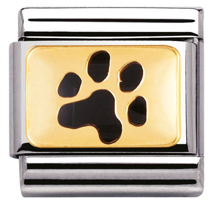 Nomination Classic Link with Enamel Paw Print in Yellow Gold Tone