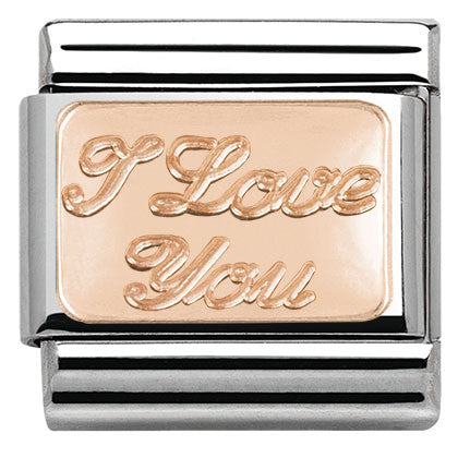 Nomination Classic Link with 'I Love You' in Rose Gold Tone