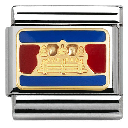 Nomination Classic Link with Cambodia Flag in Yellow Gold Tone