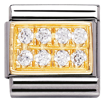 Nomination Classic Link with CZ White Pave in Yellow Gold Tone