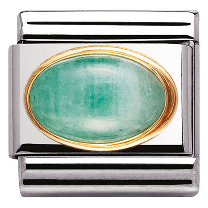 Nomination Classic Link with Emerald Oval Stone in Yellow Gold Tone