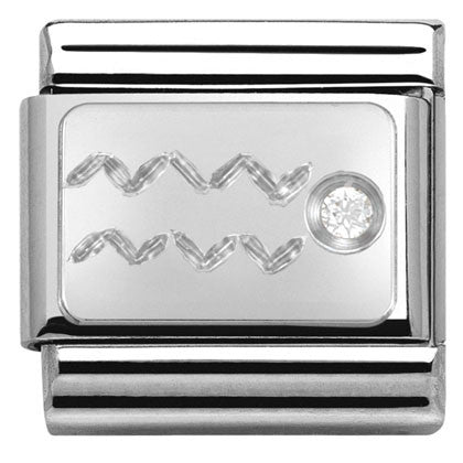 Nomination Classic Link with CZ Aquarius Symbol