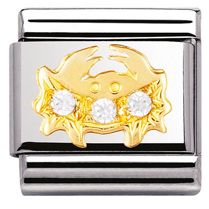 Nomination Classic Link with CZ Cancer Symbol in Yellow Gold Tone