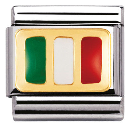 Nomination Classic Link with Enamel Italy Flag in Yellow Gold Tone