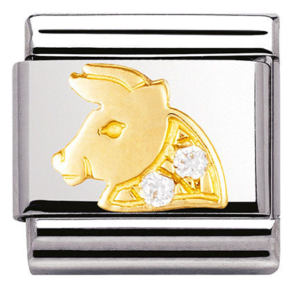 Nomination Classic Link with CZ Taurus Symbol in Yellow Gold Tone