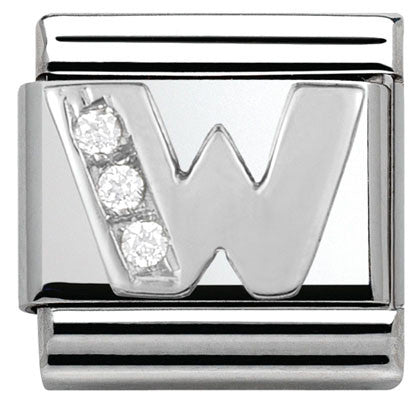 Nomination Classic Link with CZ Letter 'W'