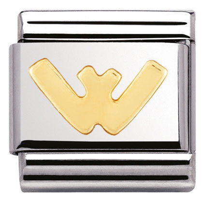 Nomination Steel Link with Letter 'W' in Yellow Gold Tone 030101/23