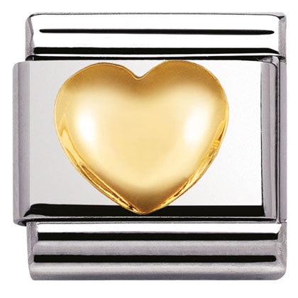 Nomination Classic Link with Raised Heart in Yellow Gold Tone
