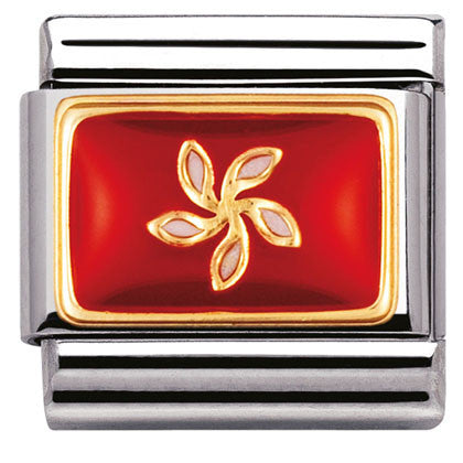 Nomination Classic Link with Enamel Hong Kong Flag in Yellow Gold Tone