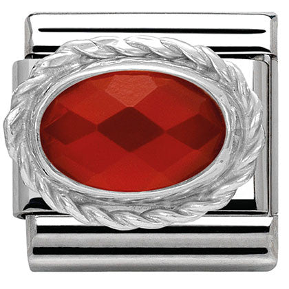 Nomination Classic Link with Oval Faceted Red Agate
