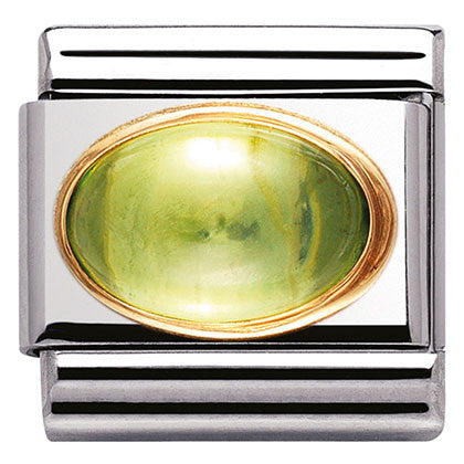 Nomination Classic Link with Peridot Oval Stone in Yellow Gold Tone