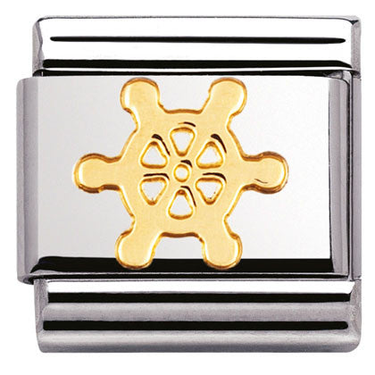 Nomination Classic Link with Boat Wheel in Yellow Gold Tone