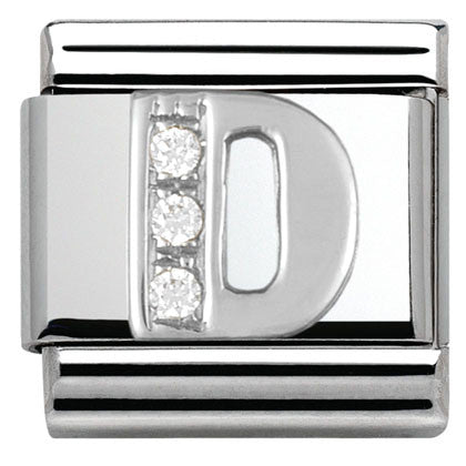 Nomination Classic Link with CZ Letter 'D'