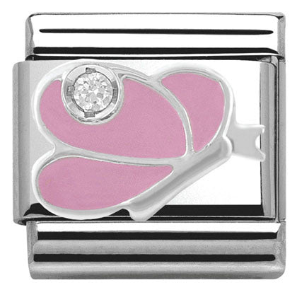 Nomination Classic Link with CZ Pink Butterfly