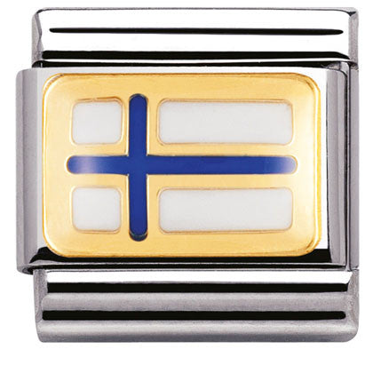 Nomination Classic Link with Enamel Finland Flag in Yellow Gold Tone