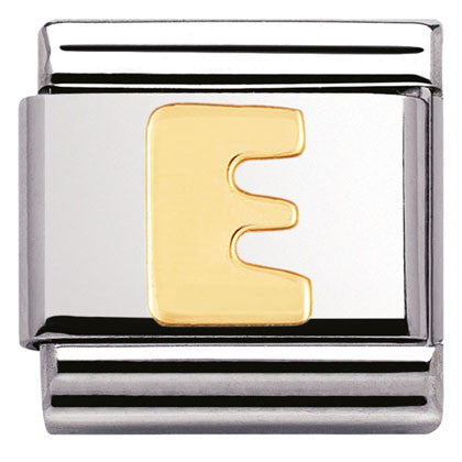 Nomination Classic Link with Letter 'E' in Yellow Gold Tone 030101/05