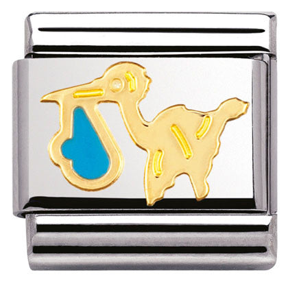 Load image into Gallery viewer, Nomination Classic Link with Enamel Blue Stork in Yellow Gold Tone
