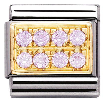 Nomination Classic Link with CZ Pink Pave in Yellow Gold Tone