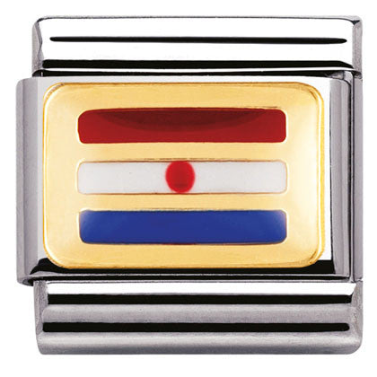 Nomination Classic Link with Enamel Croatia Flag in Yellow Gold Tone