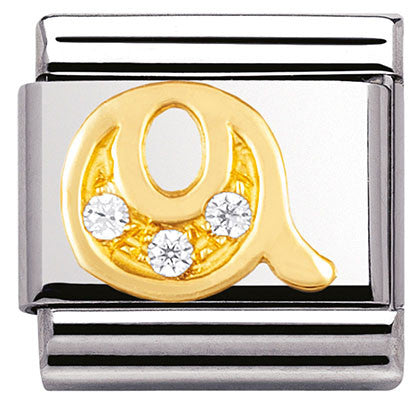 Nomination Classic Link with CZ Letter 'Q' in Yellow Gold Tone