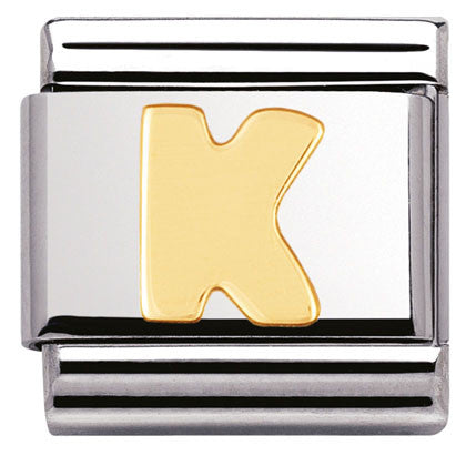 Nomination Classic Link with Letter 'K' in Yellow Gold Tone 030101/11
