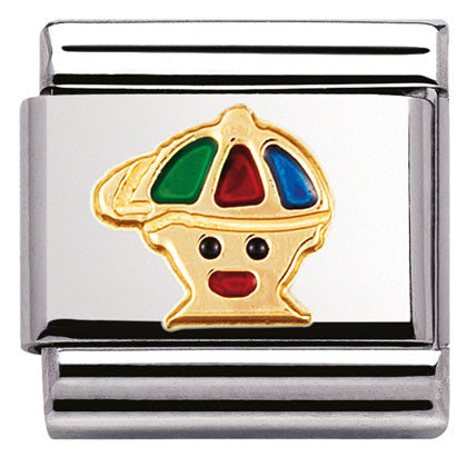 Nomination Classic Link with Enamel Baby Boy in Yellow Gold Tone