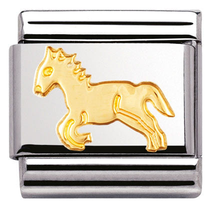 Nomination Classic Link with Horse in Yellow Gold Tone