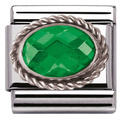 Nomination Classic Link with CZ Green Oval