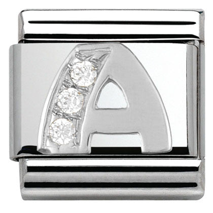Nomination Classic Link with CZ Letter 'A'