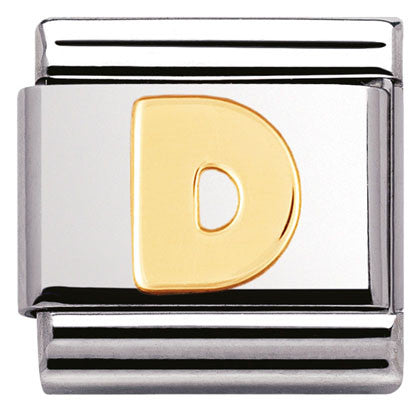 Nomination Classic Link with Letter 'D' in Yellow Gold Tone