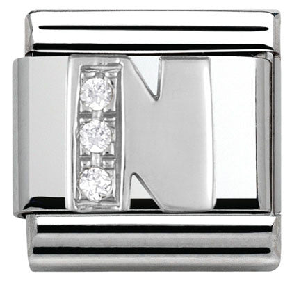 Nomination Classic Link with CZ Letter 'N'