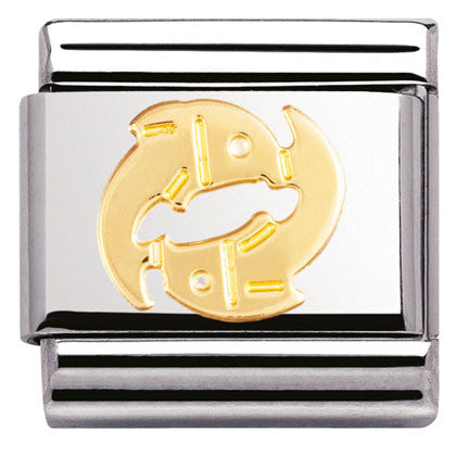 Nomination Classic Link with Pisces Symbol in Yellow Gold Tone