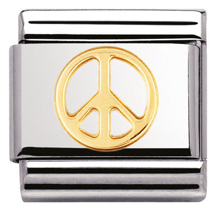 Load image into Gallery viewer, Nomination Classic Link with Peace Symbol in Yellow Gold Tone
