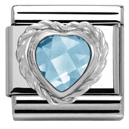 Nomination Classic Link with CZ Light Blue Heart