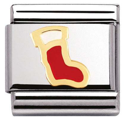 Nomination Classic Link with Enamel Red Stocking in Yellow Gold Tone