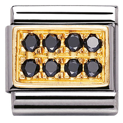 Nomination Classic Link with CZ Black Pave in Yellow Gold Tone