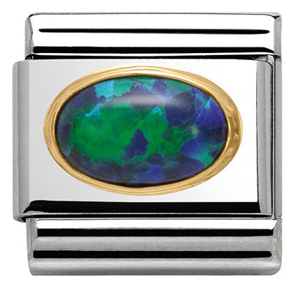Nomination Classic Link with Green Opal Oval Stone in Yellow Gold Tone