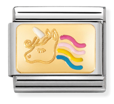 Nomination Classic Link with Enamel Unicorn in Yellow Gold Tone