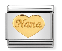 Nomination Classic Link with 'Nana' Heart in Yellow Gold Tone